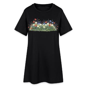 Prairie colorée de fleurs sauvages avec des marguerites - Robe T-shirt Femme - noir - Devant