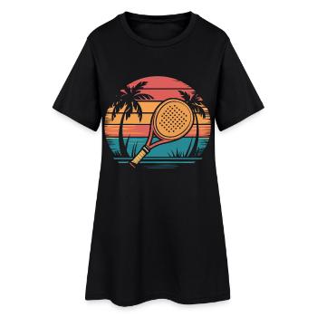 Padel Sunset - Frauen T-Shirt-Kleid - Schwarz - Vorne