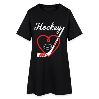 Eishockey Herz Puck Schläger - Frauen T-Shirt-Kleid - Schwarz - Vorne