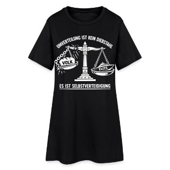 Umverteilung Ist Kein Diebstahl - Frauen T-Shirt-Kleid - Schwarz - Vorne