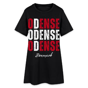 Odense im Herzen, Dänemark heute - Frauen T-Shirt-Kleid - Schwarz - Vorne