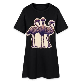 Flamingos with sunglasses - Women’s T-Shirt Dress - black - Front