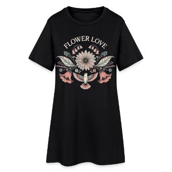 Flower Love Flowers Vintage Gift for Women - Women’s T-Shirt Dress - black - Front
