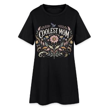 Coolest Mom Floral Vintage Gift Mom Floral - Women’s T-Shirt Dress - black - Front
