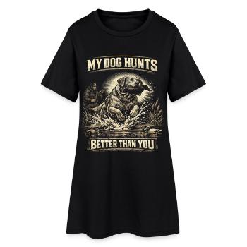 Chasse au canard Mon chien chasse mieux que toi - Robe T-shirt Femme - noir - Devant