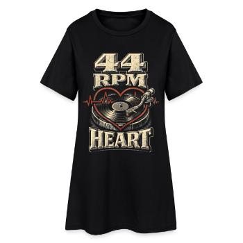 Disques vinyles de collection 44 tours Cœur - Robe T-shirt Femme - noir - Devant