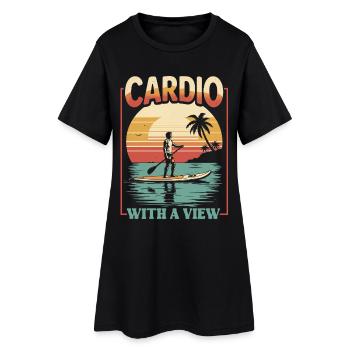 Cardio debout avec vue - Robe T-shirt Femme - noir - Devant