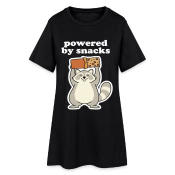 Powered by Snacks Raccoon Motif - Women’s T-Shirt Dress - black - Front