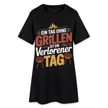 Ein Tag ohne Grillen ist ein verlorener Tag - Frauen T-Shirt-Kleid - Schwarz - Vorne