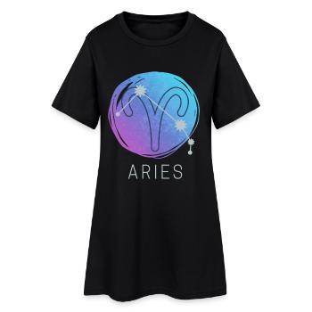 Widder Tierkreiszeichen Horoskop Sternzeichen - Frauen T-Shirt-Kleid - Schwarz - Vorne