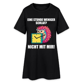 Zeitumstellung Sommerzeit Igel Lustig - Frauen T-Shirt-Kleid - Schwarz - Vorne