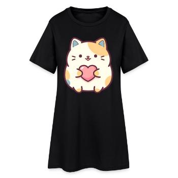 Motif de dessin animé de cœur de chat de Kawaii pour les fans de Cats - Robe T-shirt Femme - noir - Devant