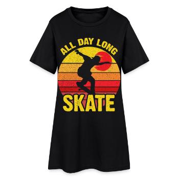 Coucher de soleil rétro de skate toute la journée - Robe T-shirt Femme - noir - Devant