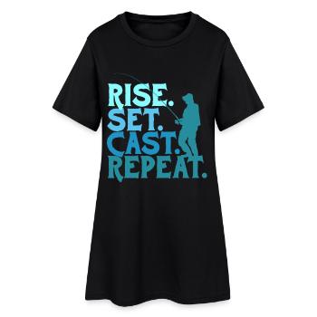 Pêche à la mouche Pêcheur à la mouche Lancer du set de montée - Robe T-shirt Femme - noir - Devant