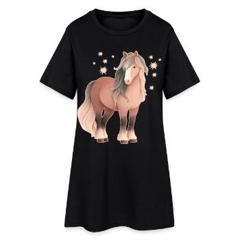 Cheval avec des étoiles - Robe T-shirt Femme - noir - Devant
