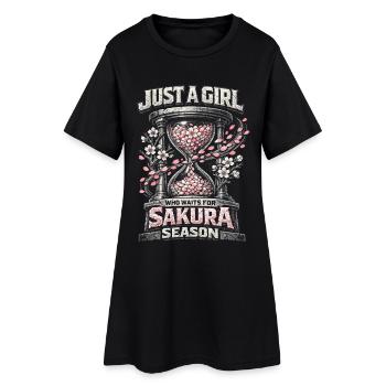 Fleurs de cerisier Sakura Fleurs de cerisier - Robe T-shirt Femme - noir - Devant