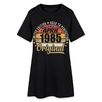 Cadeau D'anniversaire Avril 1985 - Robe T-shirt Femme - noir - Devant