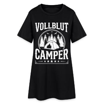 Camping Zelt Shirt für echte Camper - Frauen T-Shirt-Kleid - Schwarz - Vorne