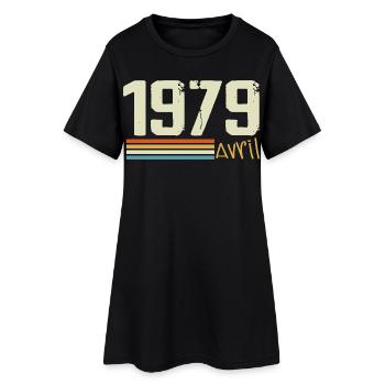 Né en avril 1979 - Robe T-shirt Femme - noir - Devant