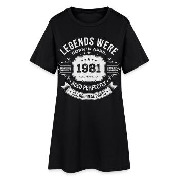 Cadeau Anniversaire Avril 1981 - Robe T-shirt Femme - noir - Devant