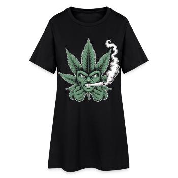 Chemise à cannabis – Cannabis Leaf Face Stoner - Robe T-shirt Femme - noir - Devant