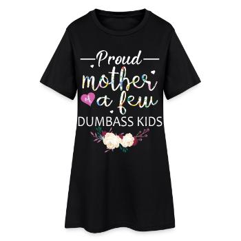 Stolze Mutter von Dumbass Kids Blumenhemd - Frauen T-Shirt-Kleid - Schwarz - Vorne