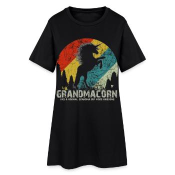 Grandmacorn Vintage Retro Sunset Unicorn Shirt - Robe T-shirt Femme - noir - Devant