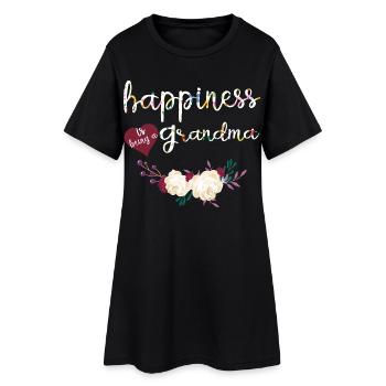Le bonheur, c’est être la chemise fleurie de grand-mère - Robe T-shirt Femme - noir - Devant