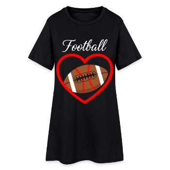 Football Herz Liebe Sport - Frauen T-Shirt-Kleid - Schwarz - Vorne