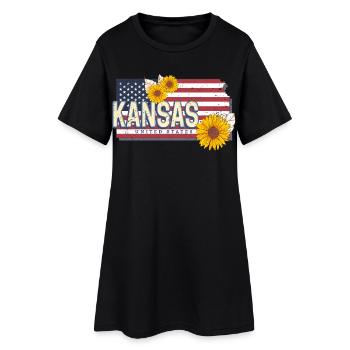 Souvenir de carte rétro des États-Unis du Kansas - Robe T-shirt Femme - noir - Devant