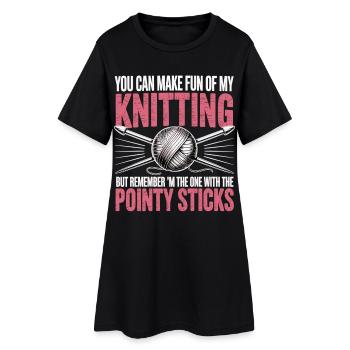 Vous pouvez vous moquer de mon tricot – Humour - Robe T-shirt Femme - noir - Devant