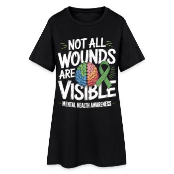 Not All Wounds Are Visible – Mental Health - Women’s T-Shirt Dress - black - Front