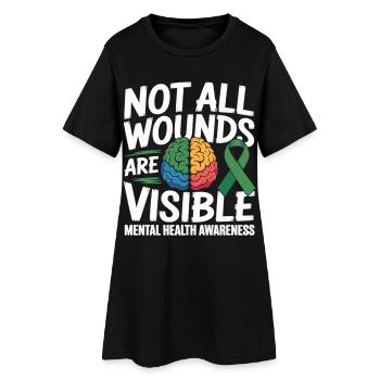 Not All Wounds Are Visible – Mental Health - Women’s T-Shirt Dress - black - Front