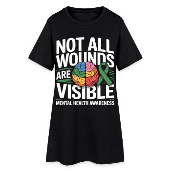 Not All Wounds Are Visible – Mental Health - Women’s T-Shirt Dress - black - Front