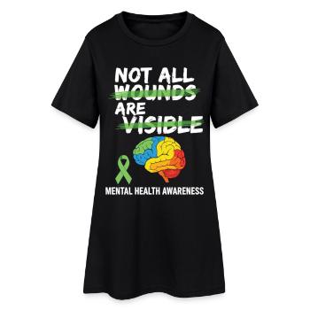 Not All Wounds Are Visible – Mental Health - Women’s T-Shirt Dress - black - Front