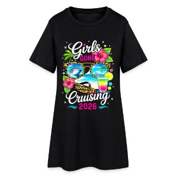 Les filles sont parties en croisière en vacances tropicales 2026 - Robe T-shirt Femme - noir - Devant
