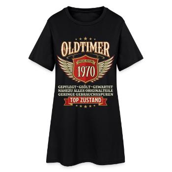 Oldtimer Jahrgang 1970 Geburtstag Top Zustand - Frauen T-Shirt-Kleid - Schwarz - Vorne