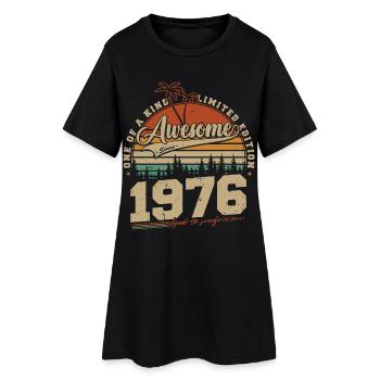 Cadeau d’anniversaire vintage vintage rétro 1976 - Robe T-shirt Femme - noir - Devant