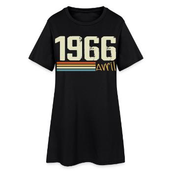 Né en avril 1966 - Robe T-shirt Femme - noir - Devant