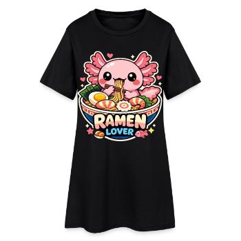 Cadeau mignon de ramen Axolotl Kawaii - Robe T-shirt Femme - noir - Devant