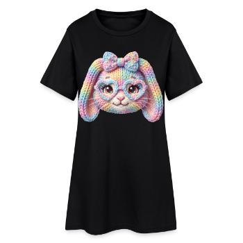 Lunettes en forme de cœur de lapin Pâques en forme de lapin pastel arc-en-ciel - Robe T-shirt Femme - noir - Devant