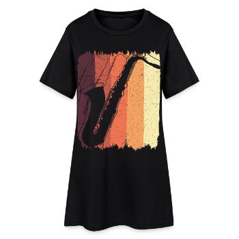 Saxophonist Vintage-Retro-Saxophon-Saxophon - Frauen T-Shirt-Kleid - Schwarz - Vorne