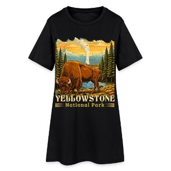Camping de bisons du parc national de Yellowstone - Robe T-shirt Femme - noir - Devant