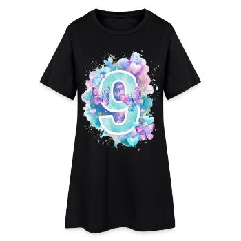 9e anniversaire Papillons Pastel Girl Neuf - Robe T-shirt Femme - noir - Devant
