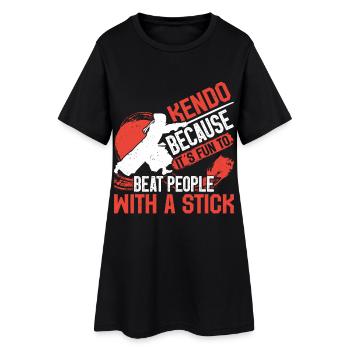 Kendo-Schwertkämpfer Samurai Ninja Sinobi Kenjutsu - Frauen T-Shirt-Kleid - Schwarz - Vorne