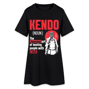 Kendo-Ausbilder Japanisches Kampfsporttraining - Frauen T-Shirt-Kleid - Schwarz - Vorne