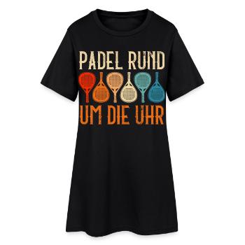 Padel Sport PADEL RUND UM DIE UHR Lustig - Frauen T-Shirt-Kleid - Schwarz - Vorne