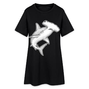 Illustration en points du requin-marteau - Robe T-shirt Femme - noir - Devant