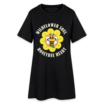 Cœur d’abeille âme de fleurs sauvages – Nature rétro - Robe T-shirt Femme - noir - Devant