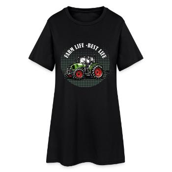 Farm Life – Grüner Traktor Vintage Halftone - Frauen T-Shirt-Kleid - Schwarz - Vorne